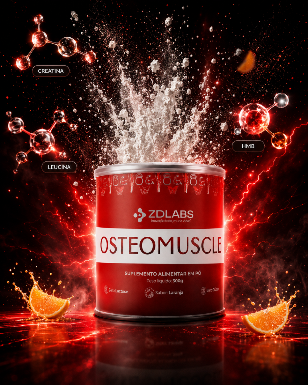 Composição OsteoMuscle com creatina, HMB e leucina